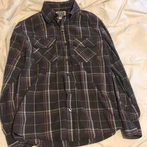 Converse Men’s Grey Plaid Button Down Shirt